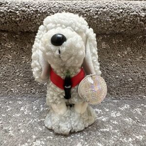 Coca Cola White Plush Dog with Red Collar